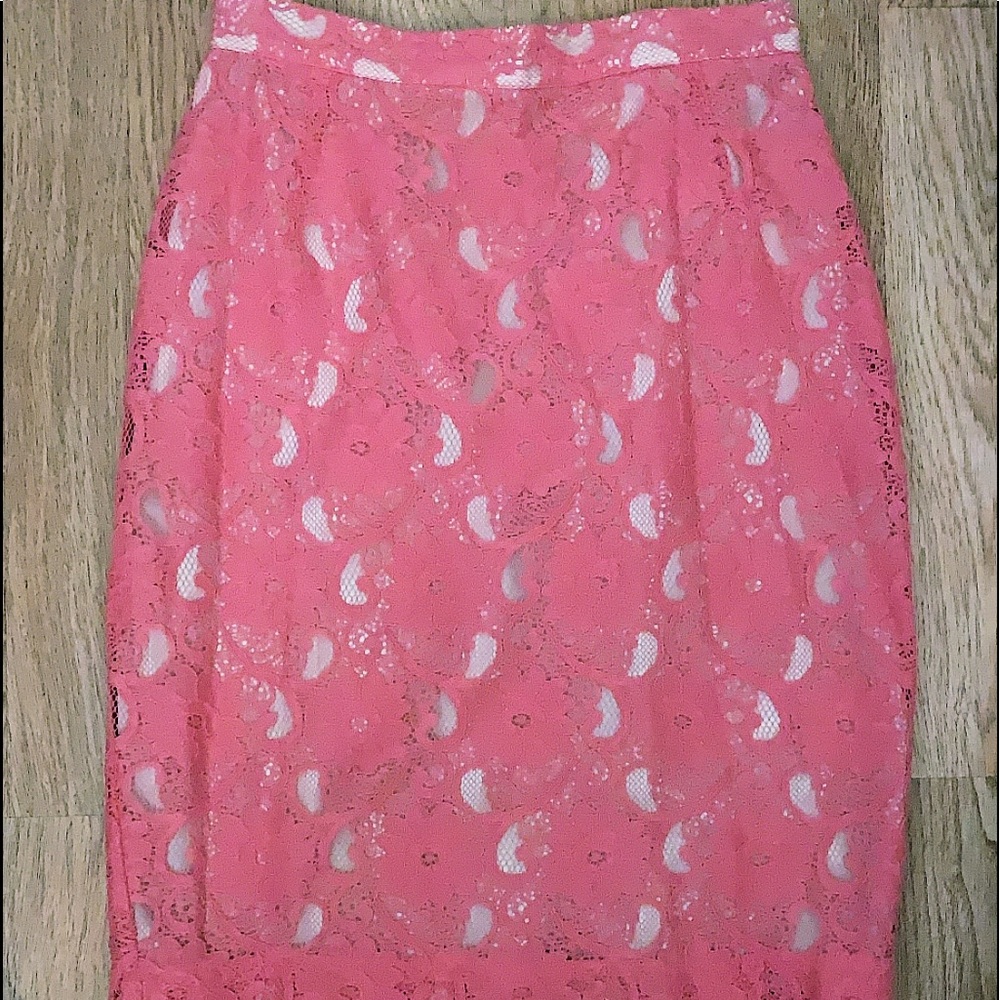 Coral lace skirt